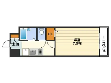 プリマヴェーラ天満(1K/2階)の間取り写真