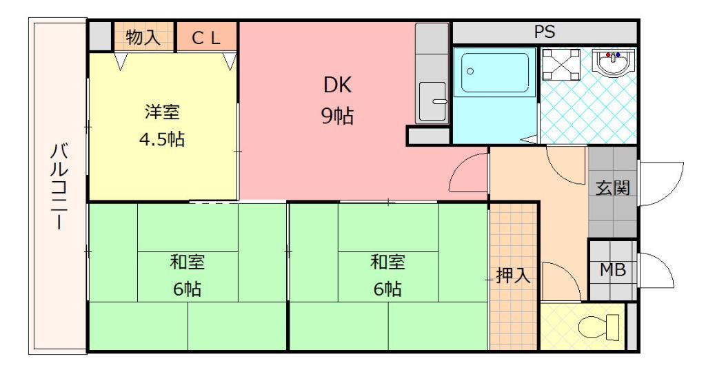 シャルマンシェソワ(3DK/5階)の間取り写真