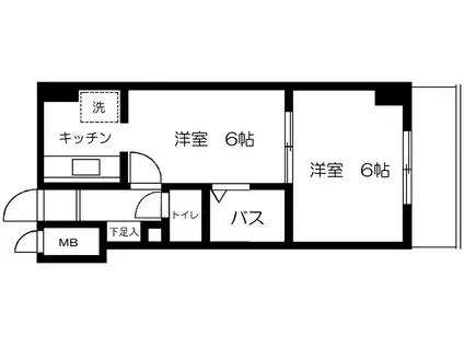 荒木第五ビル(2K/4階)の間取り写真