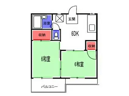 カーサジョイナス(2DK/2階)の間取り写真