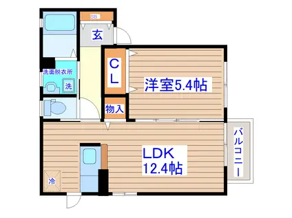 ディアスケイワB(1LDK/1階)の間取り写真