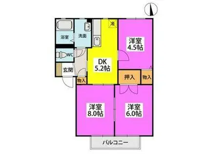 グリーンパーク野中(3DK/1階)の間取り写真