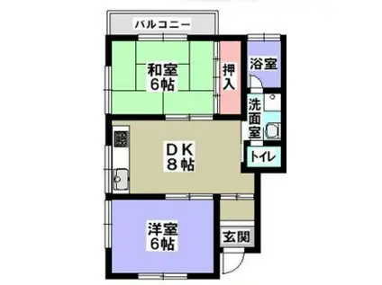 八木ハイツ(2DK/2階)の間取り写真