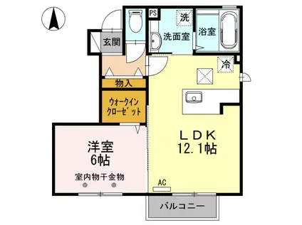 CASA ALPS(1LDK/1階)の間取り写真
