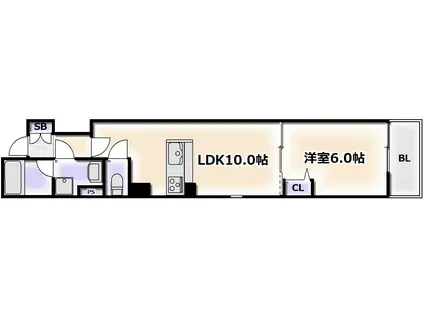 GLANZ(1LDK/2階)の間取り写真