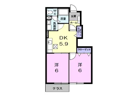 ラフィネシャトレ-III番館(2DK/1階)の間取り写真