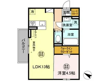 ウエスト・パーク B(1LDK/2階)の間取り写真