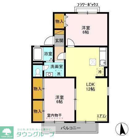 フローラフォンテA(2LDK/1階)の間取り写真