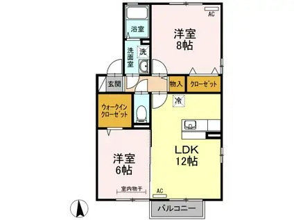 リジェール東山崎 A・B(2LDK/1階)の間取り写真