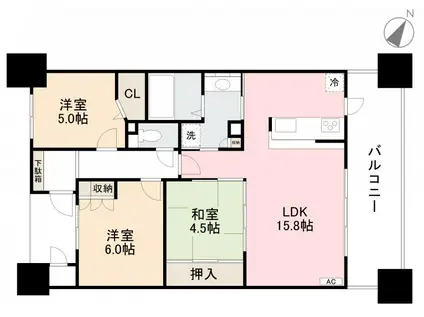 サーパスサンポート高松ベイタワー903号(3LDK/9階)の間取り写真