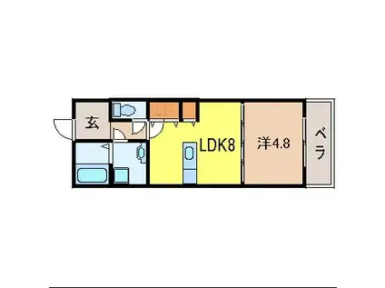 ロックブリッジ(1LDK/1階)の間取り写真