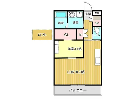 バンベールノース(1LDK/4階)の間取り写真