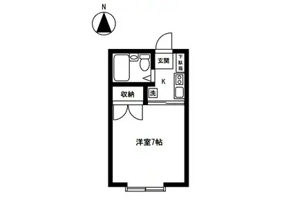 ウエストハイム谷戸(1K/2階)の間取り写真