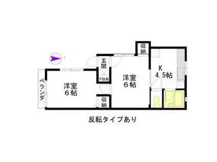 ランドコート(2K/2階)の間取り写真