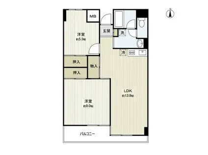 サンシャイン菊平ビル(2LDK/7階)の間取り写真