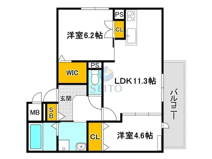 グランドール垂水(2LDK/2階)の間取り写真