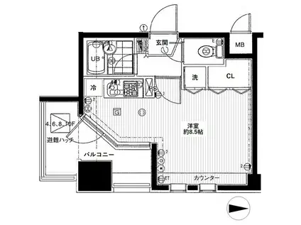 サンパティーク広尾(ワンルーム/8階)の間取り写真