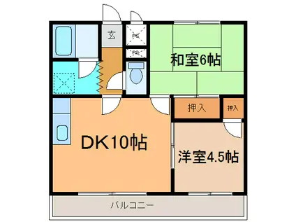 セントラル5(2DK/3階)の間取り写真