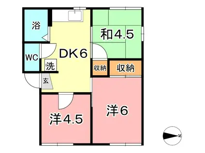 ベルメゾン平野B棟(3DK/1階)の間取り写真