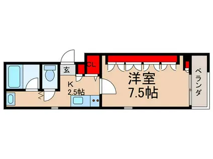 エスペランザⅡ(1K/1階)の間取り写真