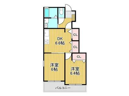 ピアボヌールIIIIII(2DK/1階)の間取り写真