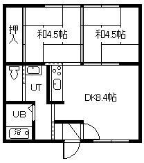 東7-1AP(2DK/2階)の間取り写真