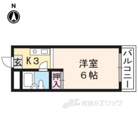 ハイツ比叡(1K/1階)の間取り写真