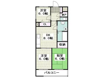 サンヒルズ東戸塚B(3DK/1階)の間取り写真