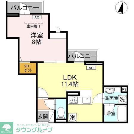 D-SERENO志木柏町(1LDK/2階)の間取り写真