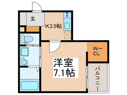 カサデルソルVI(1K/3階)の間取り写真