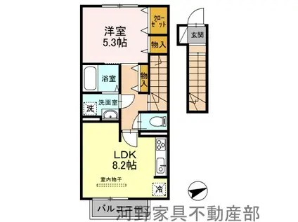 クリエメゾン(1LDK/2階)の間取り写真