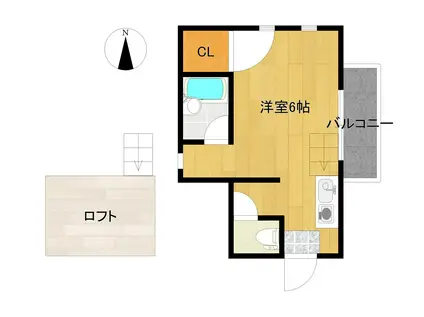 シャイナハイム(ワンルーム/2階)の間取り写真