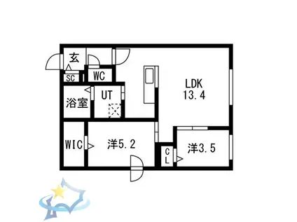 PRECIOUS HASSAMU-MINAMI(2LDK/1階)の間取り写真