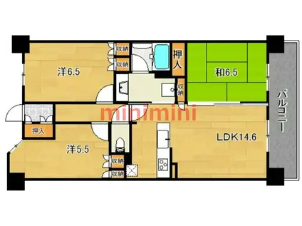 アップルガーデン茨木(3LDK/8階)の間取り写真