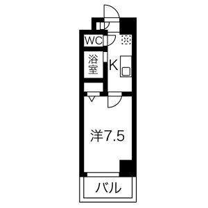 セントラルハイツ明野(1K/4階)の間取り写真