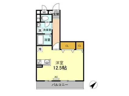 ソレーユ・トレビナ(ワンルーム/2階)の間取り写真