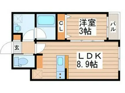 RESIDENCIA KIRAKU(1LDK/1階)の間取り写真