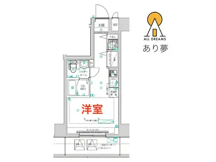 クラリッサ横浜阪東橋(ワンルーム/7階)の間取り写真