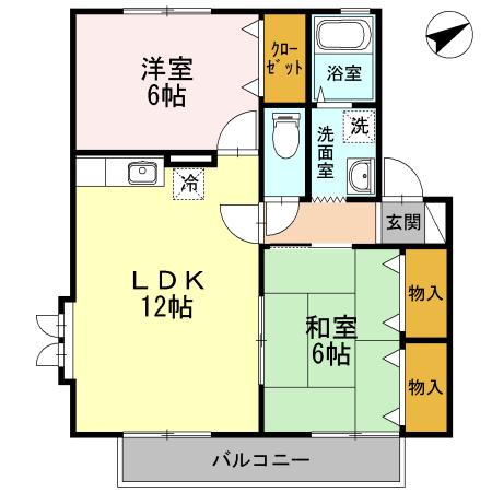 セゾン・ド・フルールD(2LDK/2階)の間取り写真