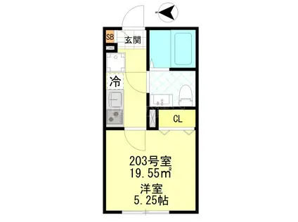 CFジオーレ大師東門前(1K/2階)の間取り写真