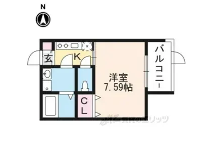 フォルテ横大路(1K/2階)の間取り写真