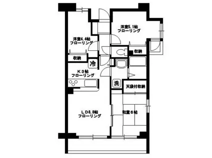 ヴィラージュ向原(3LDK/1階)の間取り写真