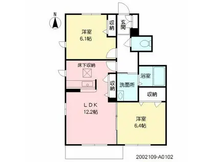 ボナール・K(2LDK/1階)の間取り写真