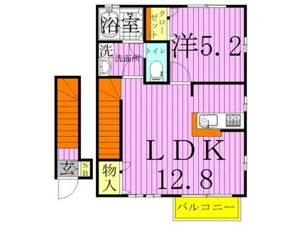 ルミエール(1LDK/2階)の間取り写真