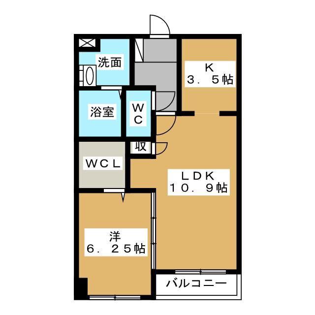 サン・フローラ南俣(1LDK/1階)の間取り写真