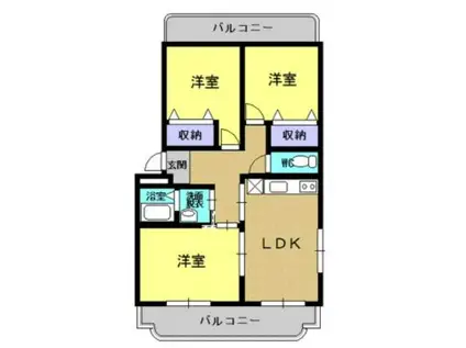 リバーサイドレジデンスA(3LDK/1階)の間取り写真