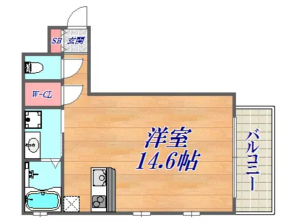 KAISEI神戸北野町(ワンルーム/1階)の間取り写真