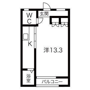 レジスタFC(ワンルーム/2階)の間取り写真