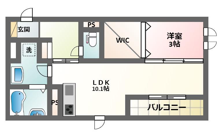 プランドール・TⅠ(1LDK/1階)の間取り写真