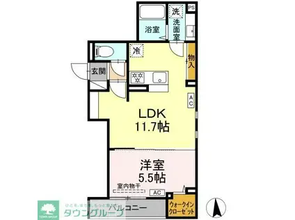 プログレンス能見台 B棟(1LDK/2階)の間取り写真